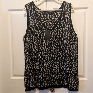 Orly Sleeveless Leopard Print Knit Top Size M See Measurements New!